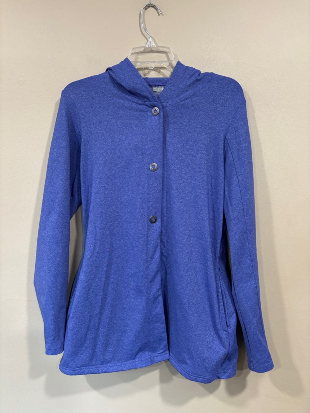 Athleta Three Button Blue Cardigan Wrap Hoodie Women’s Size S